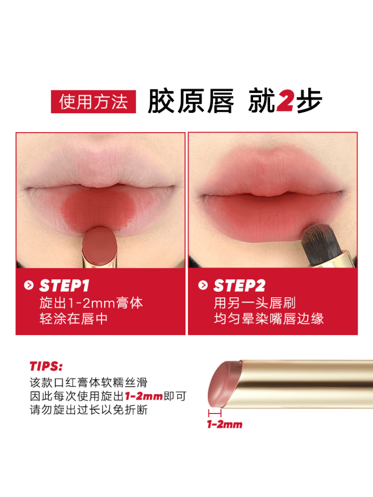 Velvet Matte Lipstick with Brush 2.2g