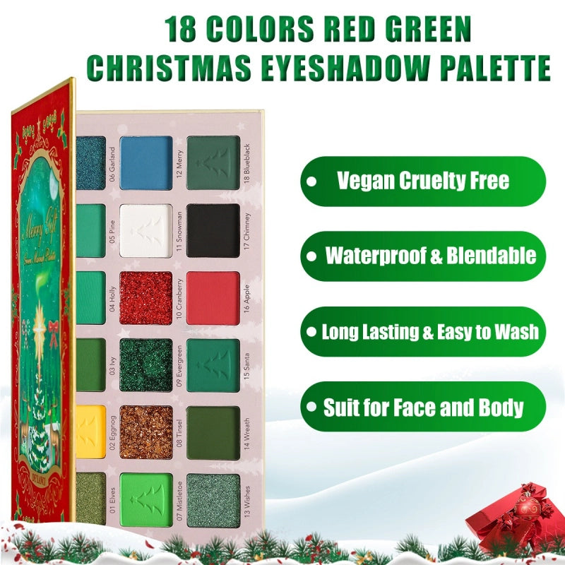 Merry Gift Green Makeup Palette 18 Colors Eyeshadow 27g