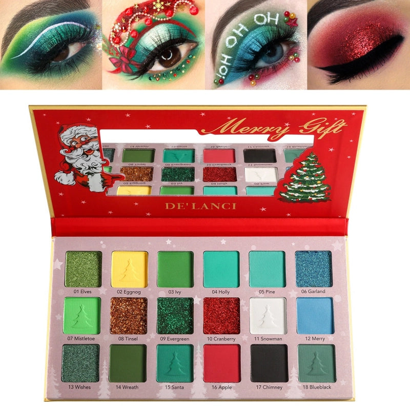 Merry Gift Green Makeup Palette 18 Colors Eyeshadow 27g