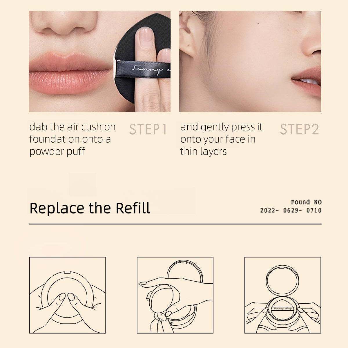 Funny Elves Cushion Foundation Oily Skin Formula 10g*2