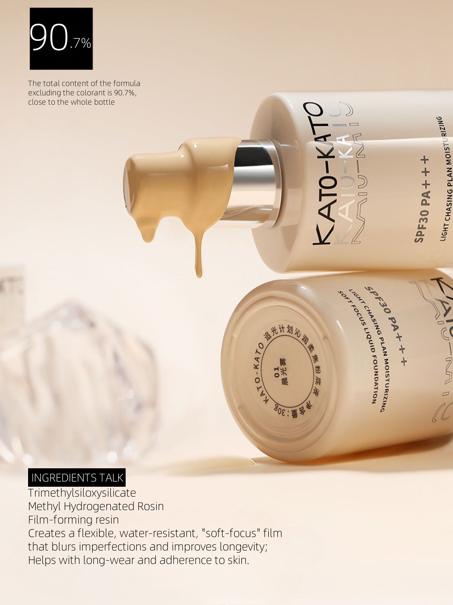 KATO-KATO Light Chasing Plan Moisturizing Soft Focus Liquid Foundation 30g SPF30 PA+++