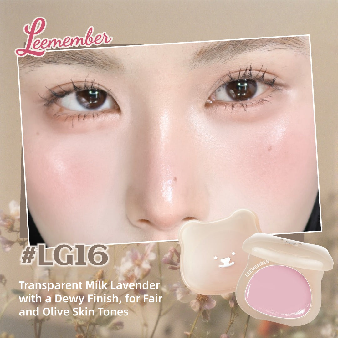 LEEMEMBER Purple Floral Bear Hydrating Cream Blush 4g
