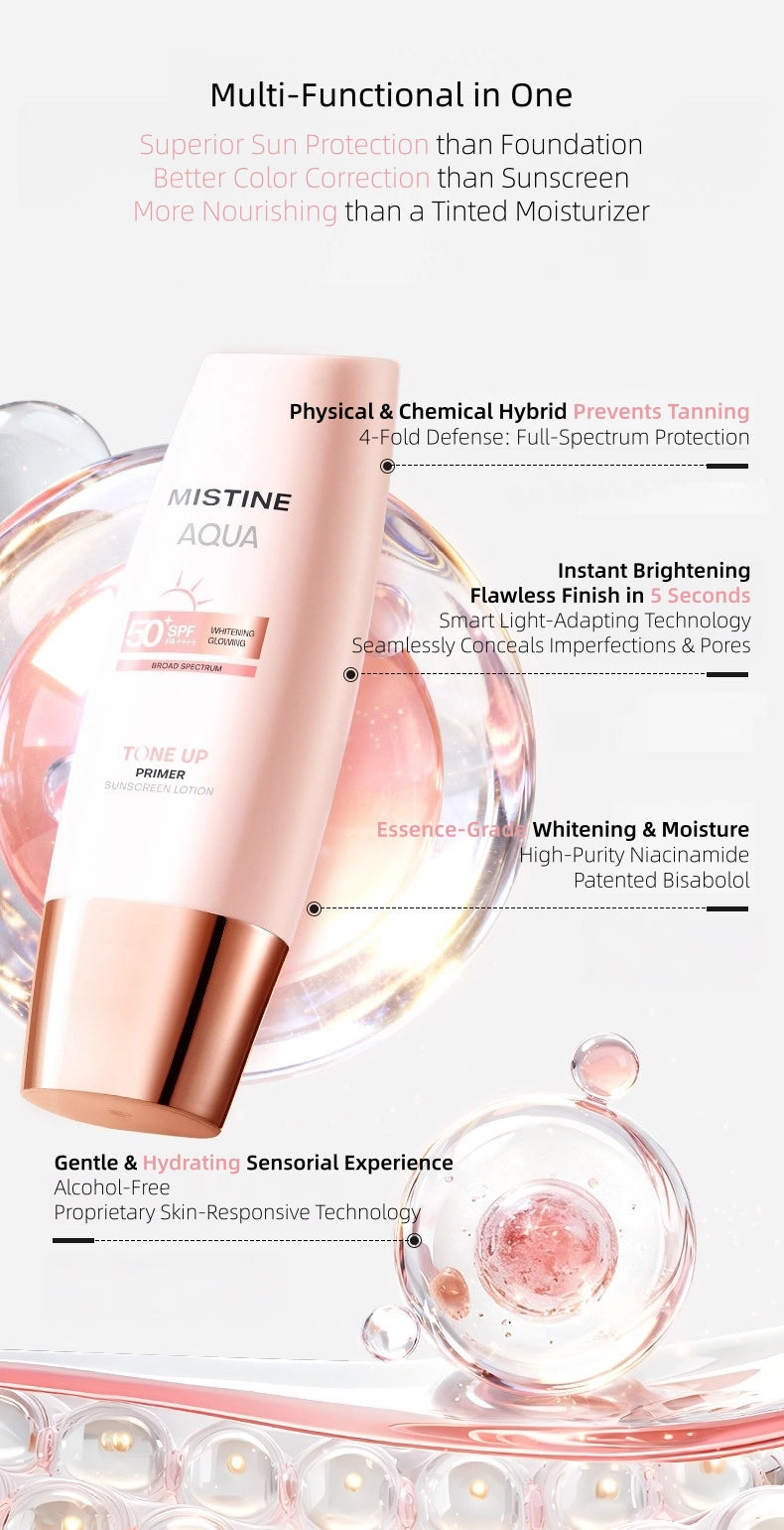 MISTINE - Aqua Base Whitening & Glowing Primer Sunscreen Lotion 40ml