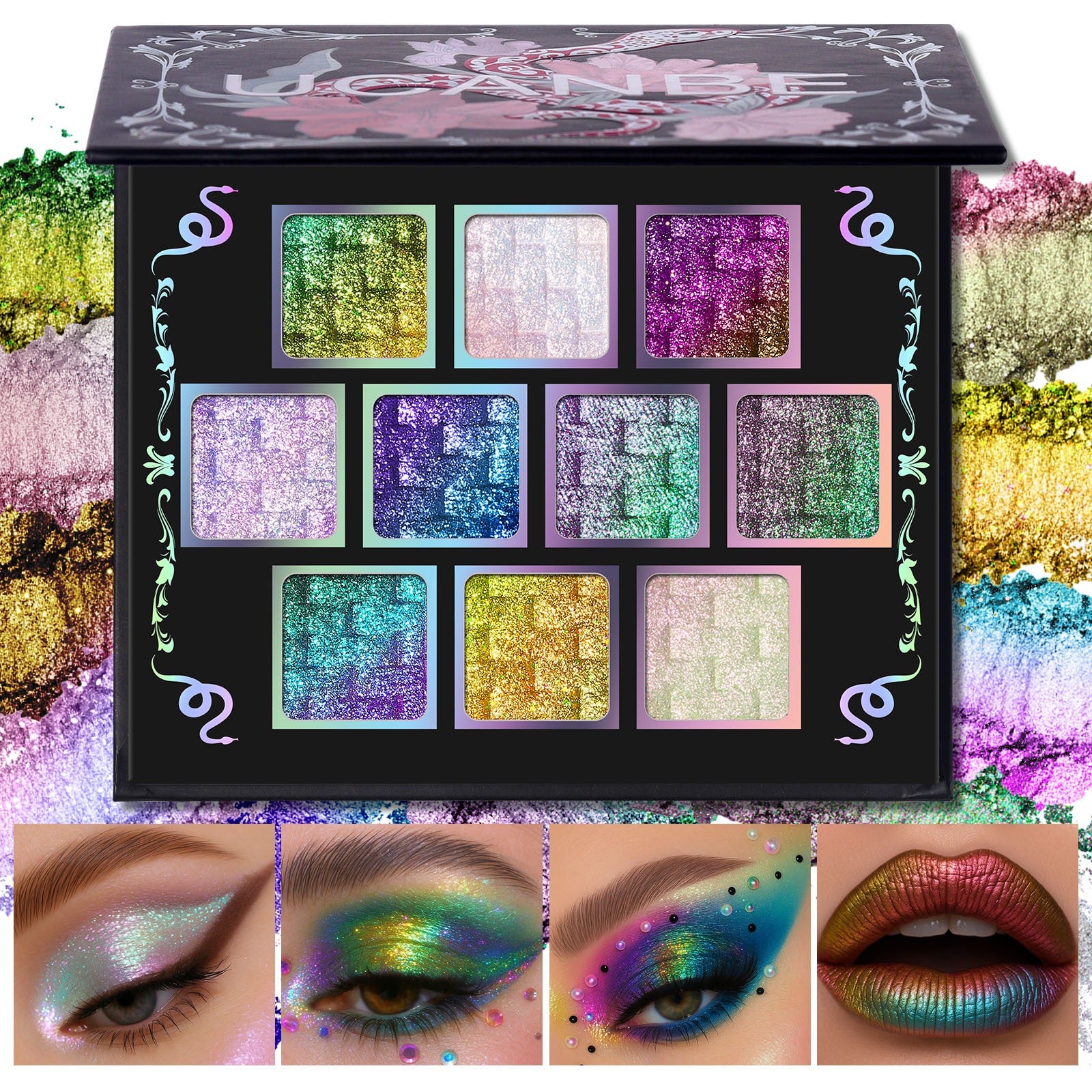 UCANBE 10 Colors Chameleon Eyeshadow Palette Solar Python 7g