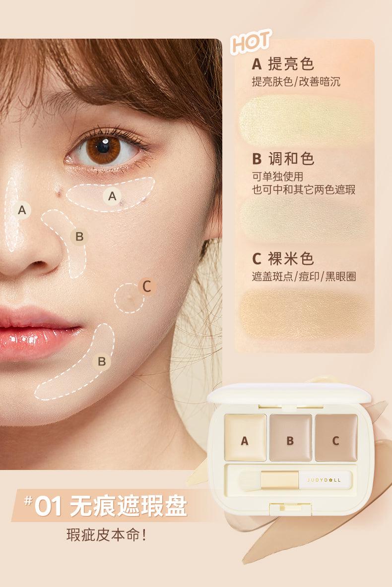 Judydoll Moisturizing Three-Color Concealer Palette JD091 - Chic Decent